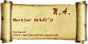 Merkler Arkád névjegykártya